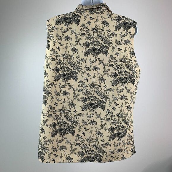 EP Pro Golf Shirt sz Large L Button Front Sleeveless Beige Bird Pattern Scene - Picture 5 of 8